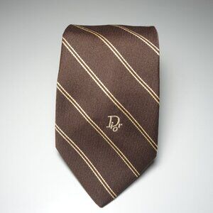Vintage Christian Dior Embroidered Brown Stripe Tie